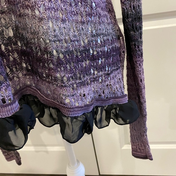 Boho KENSIE Cotton Crochet Fringed Pullover - Womens XL - Picture 3 of 9